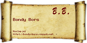 Bondy Bors névjegykártya